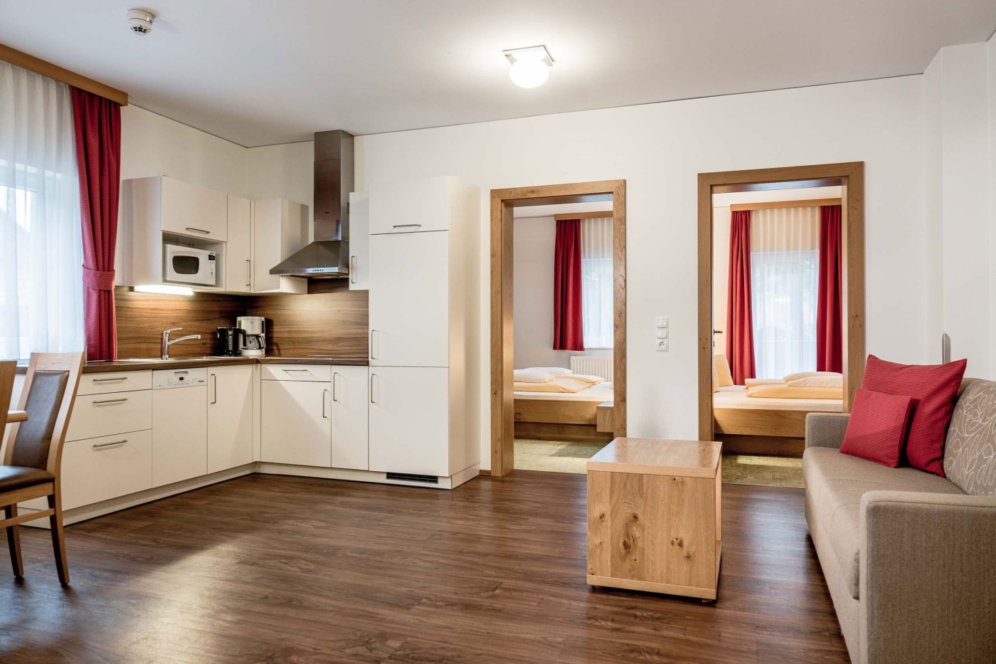 Wohnraum im Aparthotel die Barbara