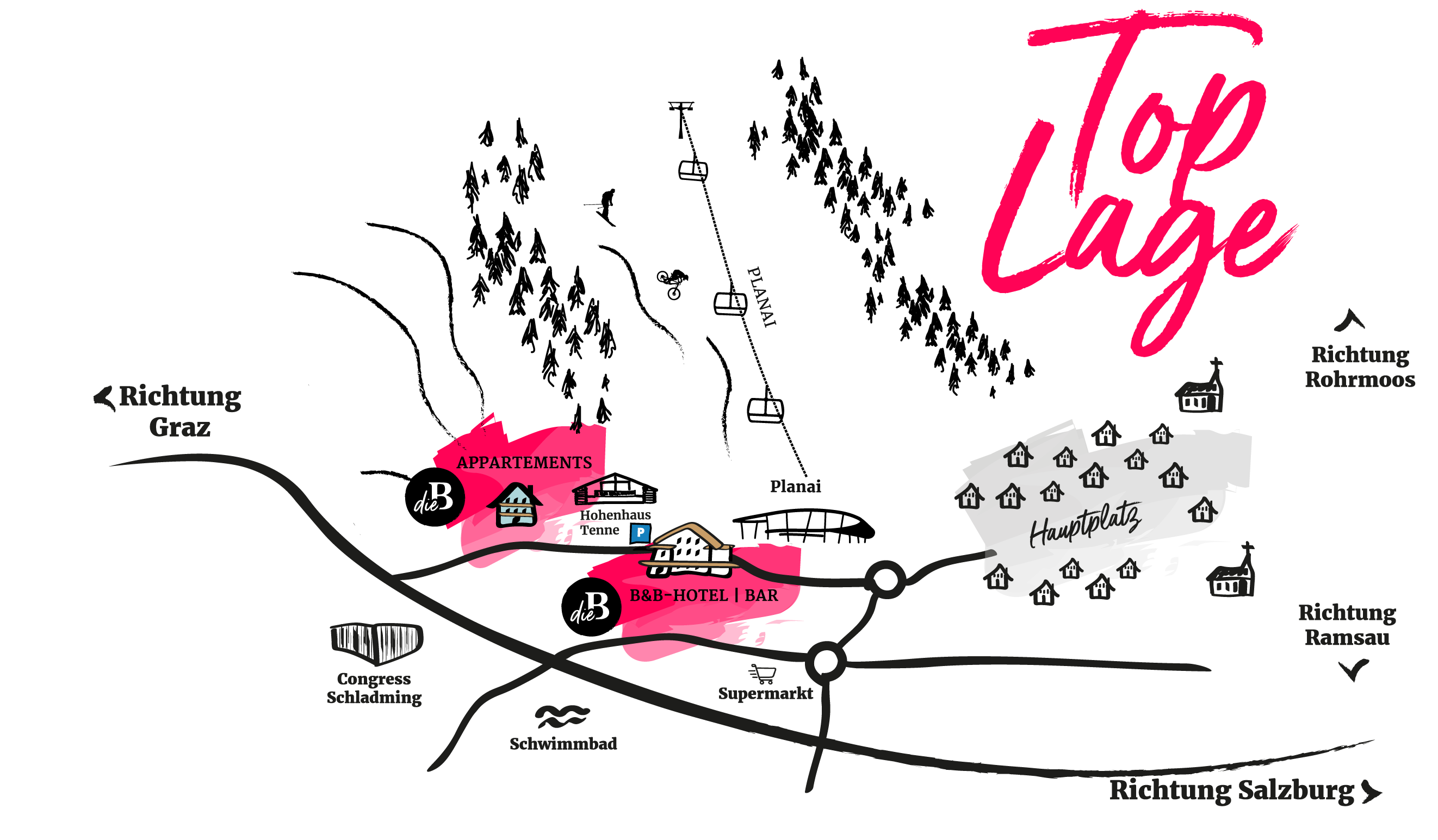 Lageplan Hotel Die Barbara Schladming